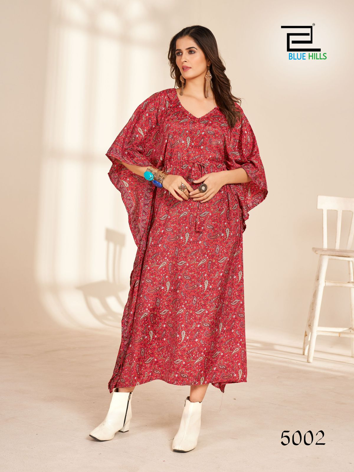 Fire Walk Vol 5 By Blue Hills Nx Crape Printed Kaftan Kurtis Wholesale Online
